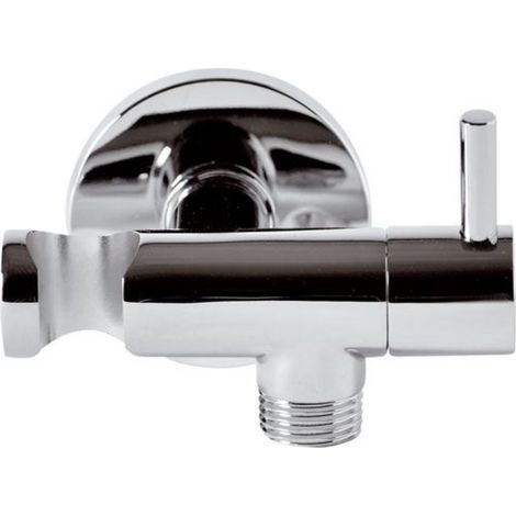 Rubinetto darresto minimal con supporto doccia cromo
