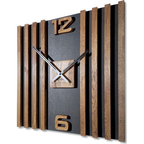 Horloge murale en bois LAMELE SQ 60 cm marron (1/5)