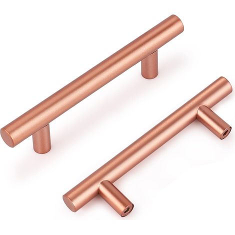 Maniglia a binario per cassetti di mobili, colore rame, in acciaio, 6 pezzi, 12 cm