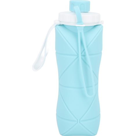 Zusammenfaltbare Silikonflaschen mit Deckel, auslaufsicher, weich und flexibel, ideal für Fitnessstudio, Wandern und Sport, blau, 600 ml (1/5)