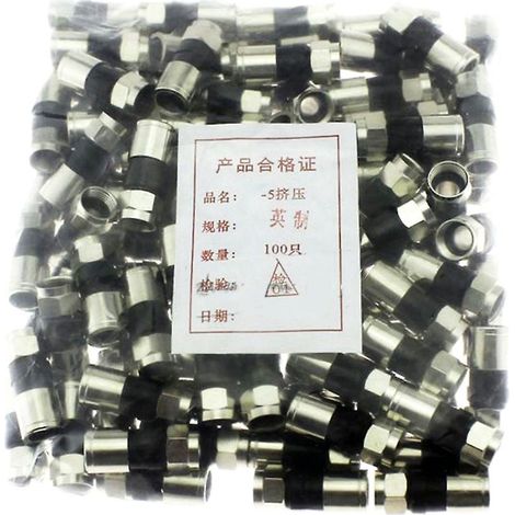100 pièces/sachet de câble TV britannique RG6 75-5 extrudé, étanche, tout cuivre, à connecteur F, blindé, 24 ohms. (1/5)