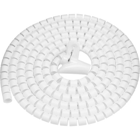 Tube Enveloppe en Spirale, Manchon de Protection Recouvert de Cordon Flexible, Manchon de Gestion de Fil de Câble de Tuyau pour Bureau, Manchon de Câble Gaine Kit(Blanc 3,0m16mm) (1/4)