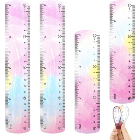 Règle flexible, plastique souple, 20 cm x 6 pouces, lot de 4 (1/5)