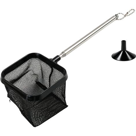 Épuisette 3D pour aquarium, carrée, noire, petite épuisette avec poignée, 8 cm de large, pour le transfert et la capture de poissons d'ornement et de crevettes (1/5)