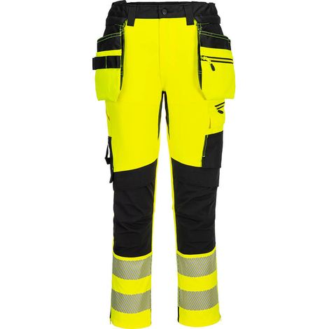 Pantaloni Dx4 ad alta visibilità con tasche flottanti rimovibili - Taglia 44 - Giallo/nero - Portwest