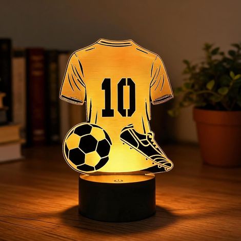 Luz Nocturna 3D Camiseta De Fútbol LED 7 Colores, Lámpara De Mesilla Infantil, Idea De Regalo para Niño De 6 A 12 Años, Decoración De Dormitorio Infantil (1/5)