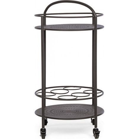 Carrello portatile "Burton" porta bottiglie e calici da vino h 81 cm -Antracite (1/5)
