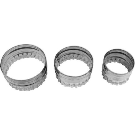 Set di 3 tagliabiscotti rotondi e scanalati, tagliapasta, tagliabiscotti rotondi, in acciaio inox, da 5 a 7,6 cm (1/5)