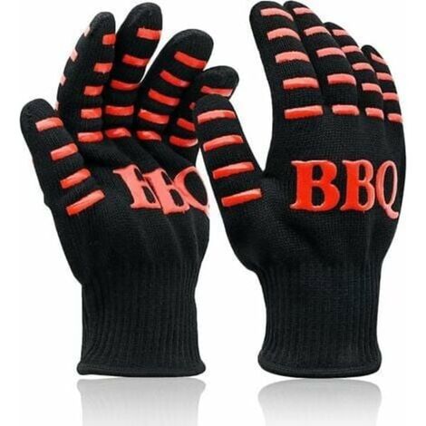 Gants de cuisine ultra-résistants à la chaleur jusqu'à 800 °C - 1 paire de gants antidérapants pour micro-ondes - Pour griller, cuisiner et pâtisser - Rouge (1/4)