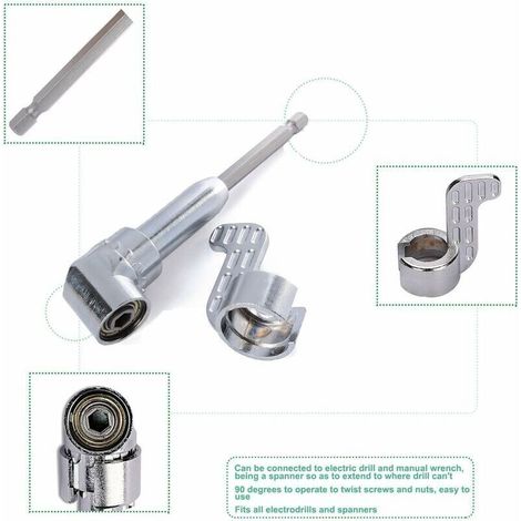Accessorio per cacciavite ad angolo retto di 105 gradi con attacco esagonale da 1/4" per trapano (1/4)