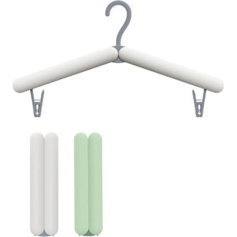Lot de 2 Cintres de Voyage, Cintres Pliables, Cintres Portables Légers et Durables avec Pinces pour Vêtements et Chaussettes, Gris et Vert (1/4)