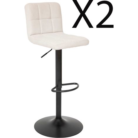 Lot de 2 chaises de bar, chaises hautes réglables en PU beige et pieds en métal noir - Longueur 45 x Profondeur 52 x Hauteur 104 cm (1/4)