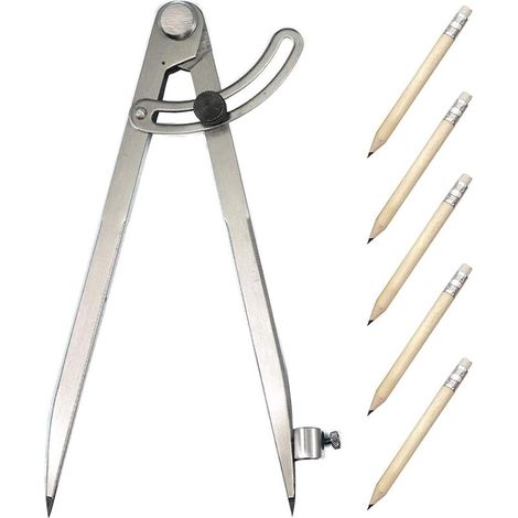 Compas de Mesure en Acier au Carbonne avec 5pcs Crayons Compas de Précision Réglage pour Jauge de Marquage Industriel Cuir Rentrée Ecole (1/5)