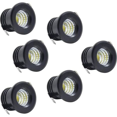 Set of 6 Mini Recessed LED Ceiling Spotlights, Black, Mini LED Spotlights for Cabinet Ceiling Lights, 3W, Warm White - LIAIKI