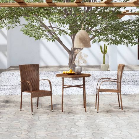 Lot de 3 Ensemble à manger,Mobilier de salle à manger de jardin Résine tressée Marron HH91463 (1/5)