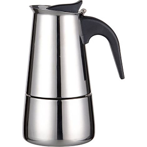 Caffettiera Moka italiana, Moka Express in acciaio inox, Caffettiera da 4 tazze/200 ml, Macchina da caffè italiana, Caffettiere italiane compatibili con tutte le fonti di calore tranne l'induzione