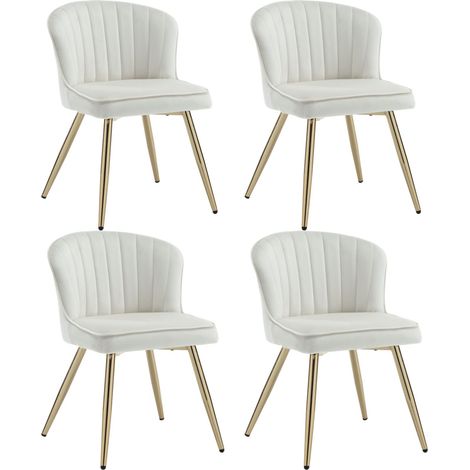 Wahson Dining Chairs 4Pcs in Velvet Modern Kitchen Chairs with Shell Backrest for Kitchen Living Room Restaurant, Beige (1/5)
