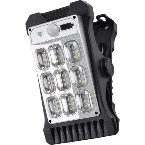 Lampe solaire à pince avec détecteur de mouvement, 3 modes, utilisation extérieure sécurisée pour jardin, clôture, patio, garage, terrasse (1/5)