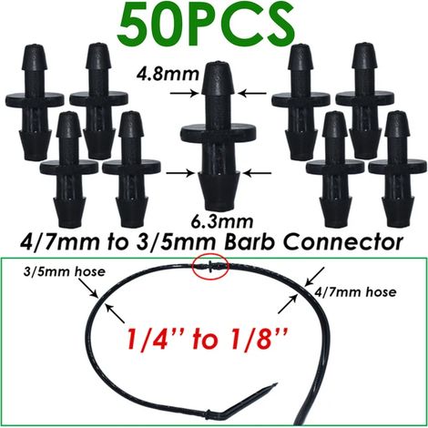 (KSL01-923-50PCS) Raccord en T à 3 voies barbelé 1/8'' pour tuyaux d'irrigation goutte à goutte, outils de jardinage (1/4)
