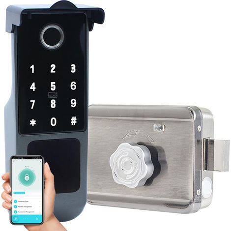 Applicable Porte extérieure étanche Smart Rim Smart Door Lock Wifi Fingerprint Smart Lock Support mot de passe IC Card Key Wiring Digital Gate Control for Tuya (1/5)