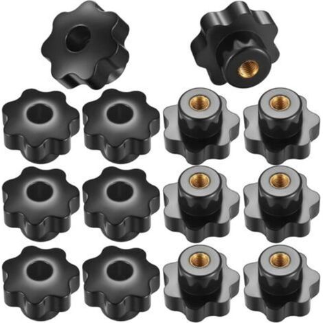 14 Pièces Bouton de Serrage à Filetage Moleté M8, Poignée Boutons en Etoile Filetage Intérieur pour Appareils Mécaniques, Instruments