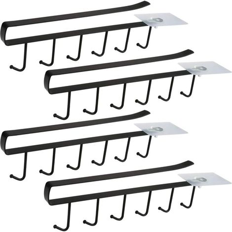 Black Set of 4 Cabinet Insert Mug Holder Cup Holder for 6 Mugs Storage Hooks for Mugs Storage Hooks for Kitchen Utensils