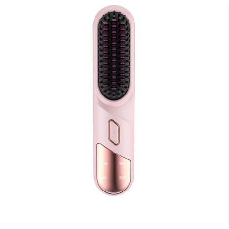 Brosse à cheveux sans fil avec soin ionique, mini styler portable pour des cheveux lisses et brillants (rose) (1/3)