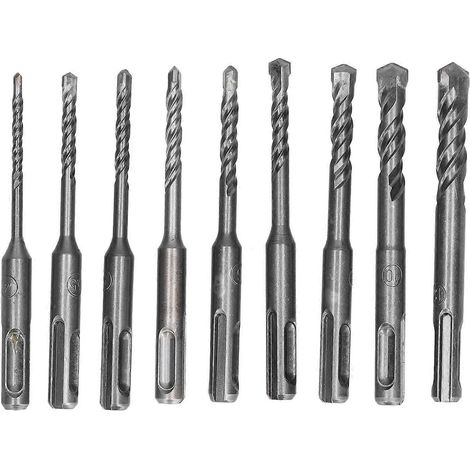 Steinbohrer-Set mit Hartmetallspitze für Bohrhammer, geeignet für Ziegel, Beton und Gestein, 4–12 mm Durchmesser, 110 mm Länge