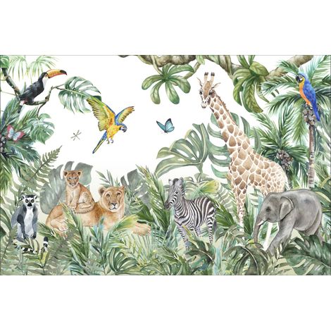 Kinderfototapete Safari Wald Dschungel Tropen voller Tiere DWK096 200x135 (1/5)