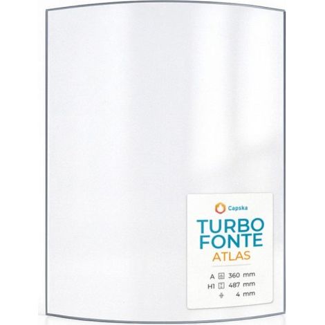 Vitre Turbo Fonte ATLAS - Verre Courbe pour poêle à bois - 360 x 487 mm (A x H) - 4 mm (1/5)