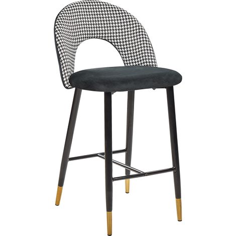 Conjunto de 2 sillas de bar de terciopelo negro blanco dorado metal retro comedor Falton