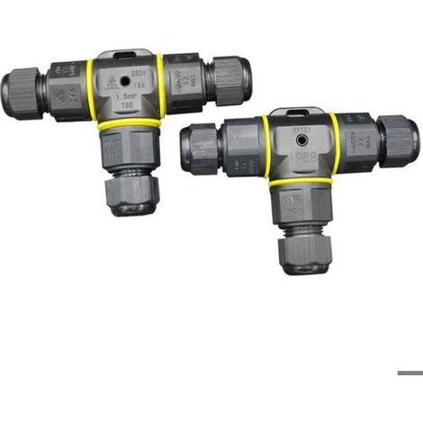 Raccord En T - Étanche IP68 - Pour Câble 2 5 Mm² - Diamètre 6 À 11 Mm - 450 V 24 A - Lot De 2 (1/5)