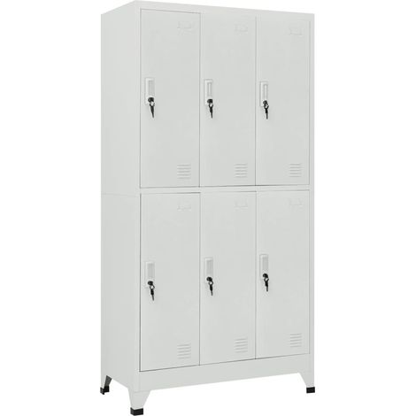 Armoire à casier, Vestiaire Métallique, Meuble de rangement avec 6 compartiments Acier 90x45x180 cm Gris HYB46449 (1/5)