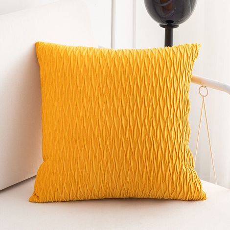 Housses de coussin en velours 50x50 cm, lot de 2, jaune uni, décoratives pour salon, chambre, canapé.