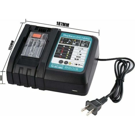 Caricabatterie di ricambio agli ioni di litio 3A DC18RC per Makita 14.4V 18V BL1830 BL1840 BL1850 BL1815 BL1430 LXT400 EU, rapido. (1/4)