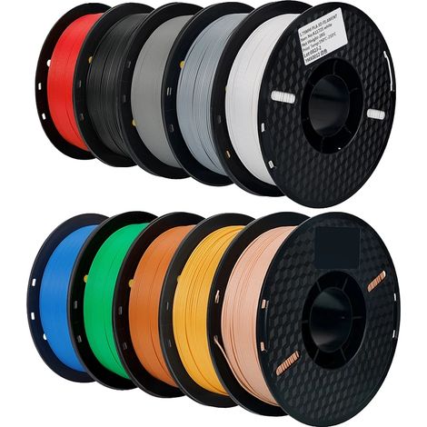 Filamento per stampante 3D, 10 kg, diametro 1,75 mm, 10 kg di PETG di colori assortiti, 10 kg di PLA di colori assortiti. (1/2)