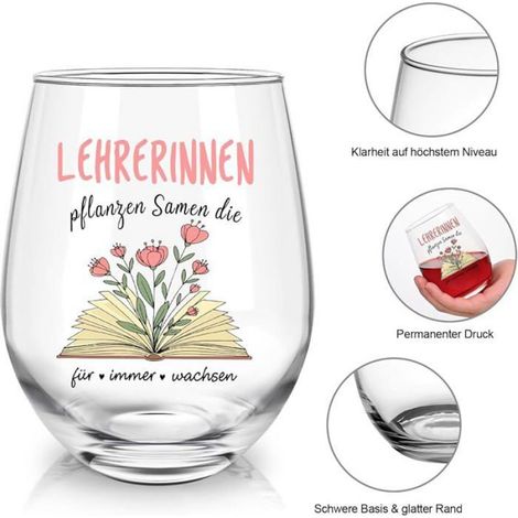 Verre À Vin - 520 Ml - Pour Cadeau D'adieu Enseignante - Unité (1/5)