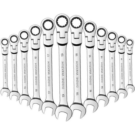 16 mm - Clé combinée à cliquet à tête flexible, métrique, 1 pièce 72 dents en acier au Chrome Vanadium, outil (1/4)