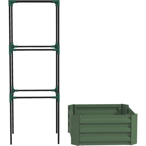 Fioriera rialzata con grigliato, in acciaio zincato, verde, 61 x 61 x 140 cm (1/5)
