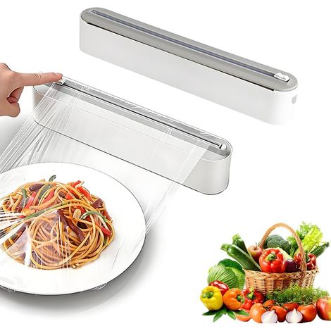 2er-Pack magnetischer Frischhaltefolienabroller mit Schneidevorrichtung, Folienschneider für Frischhaltefolie und Aluminiumfolie, Aluminiumfolienabroller und Frischhaltefunktion für die Küche, kein Bo (1/5)