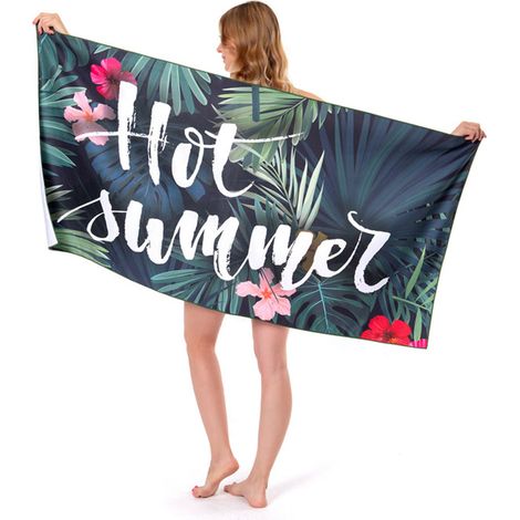 Serviette De Plage En Microfibre - Double Éponge Imprimée - Pour Plage Piscine Et Bain - 80x160cm (1/5)