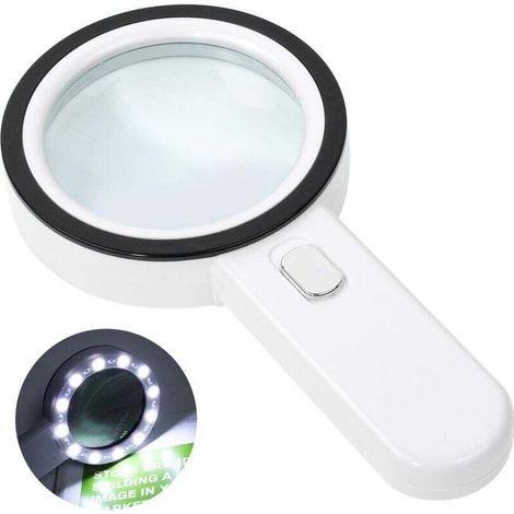 Loupe éclairante Ulisem, grossissement x30 avec 12 LED, loupe portative, pour la lecture, la bijouterie, les seniors, les malvoyants, l'observation et les loisirs créatifs. (1/4)