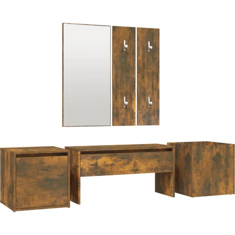 Hallway Furniture Set Smoked Oak Engineered Wood vidaXL
