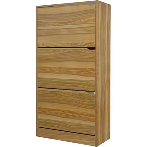 Scarpiera a 3 ante in legno naturale 63x115 cm (1/4)
