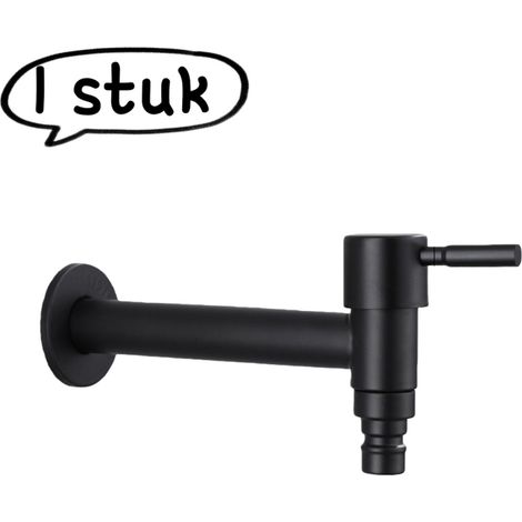 Robinet mural d'évier en acier inoxydable 304 avec filetage G1/2 pour salle de bain jardin et machine à laver noir (1/5)