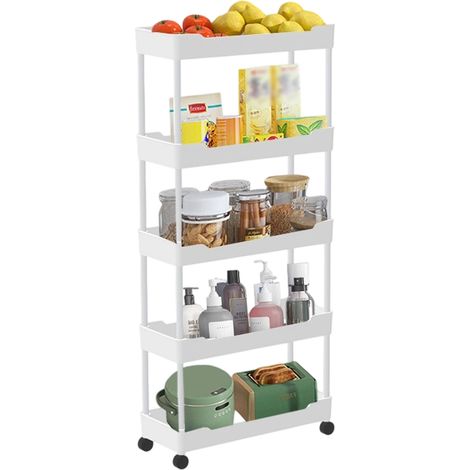 Étagère de rangement de cuisine, chariot du sol au plafond, étagère de rangement pour recoins, étagère à plusieurs niveaux pour salon, salle de bain, objets de décoration pour salle de bain (1/5)
