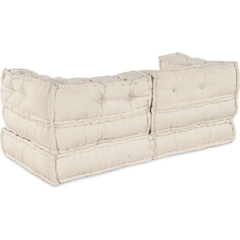 Maison Exclusive - Unité de canapé modulaire 2 pc Tissu Crème 140 x 70 x 56 cm (1/3)