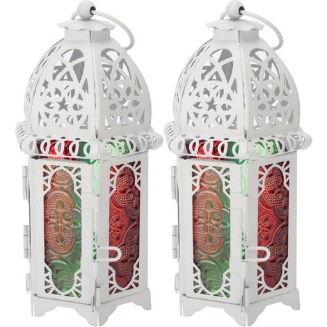 Bougeoir de chteau Vintage en fer de couleur blanche, 2 pièces, ornements de chandelier pour la maison et le mariage (1/5)