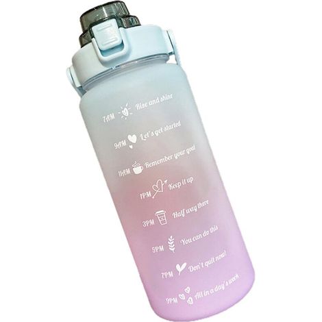 Gourde de sport violette avec bouchon à clapet, capacité de 70 oz et indicateur de temps (1/4)