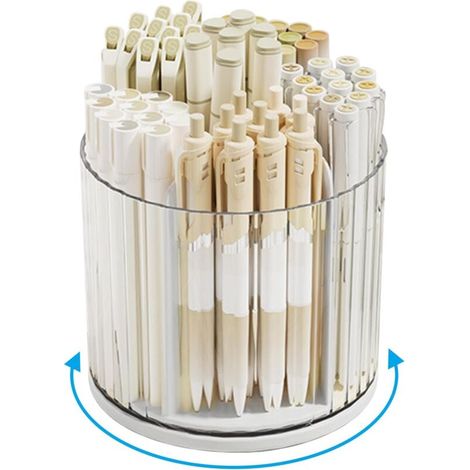 Porte-stylo rotatif à 360° - Organisateur de bureau pour crayons, maquillage, pinceaux, cosmétiques et loisirs créatifs - Plateau de rangement pour la maison et le bureau (1/5)